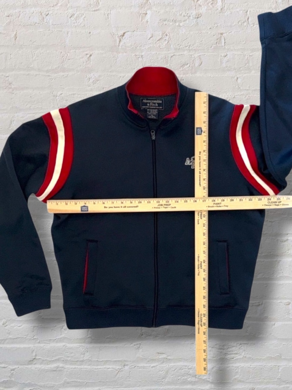 Vintage Abercrombie & Fitch Full Zip Jacket XL Red Stripe Track Style Navy - Picture 9 of 9